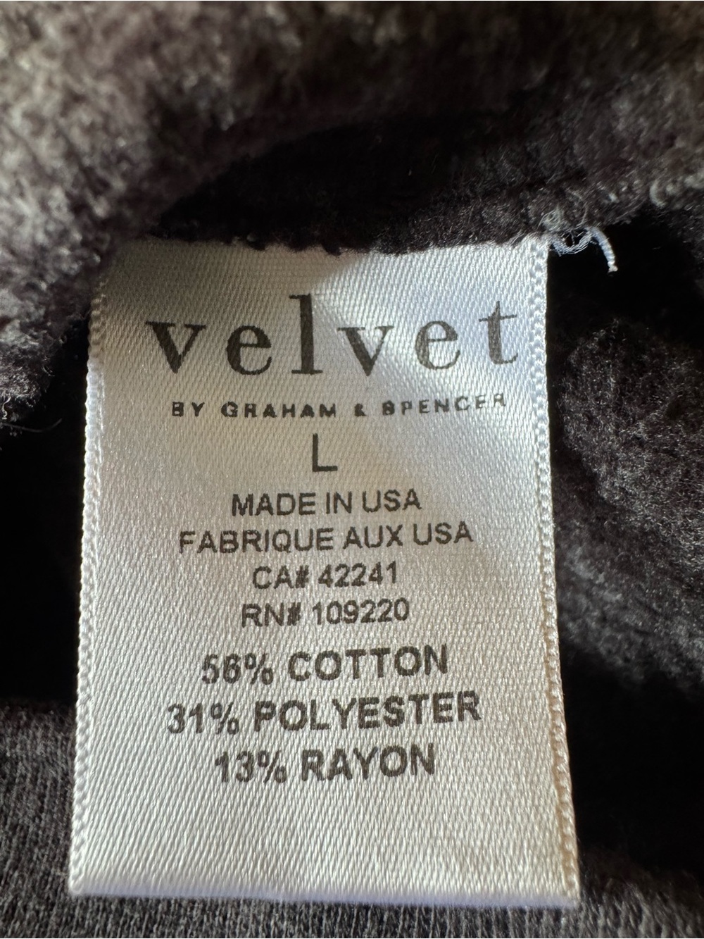 Velvet by Graham & Spencer Charcoal Button-Neck Pullover L - Picture 5 of 5